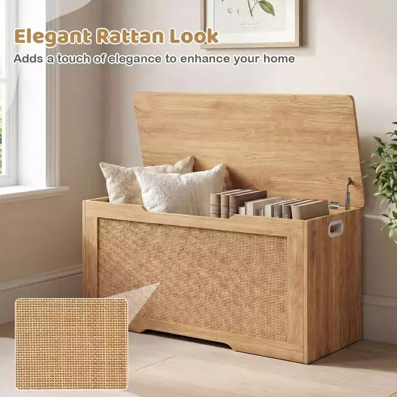Banc de rangement pour enfants Costway, coffre à jouets de 40" avec couvercle à charnière, 2 charnières métalliques et poignées latérales