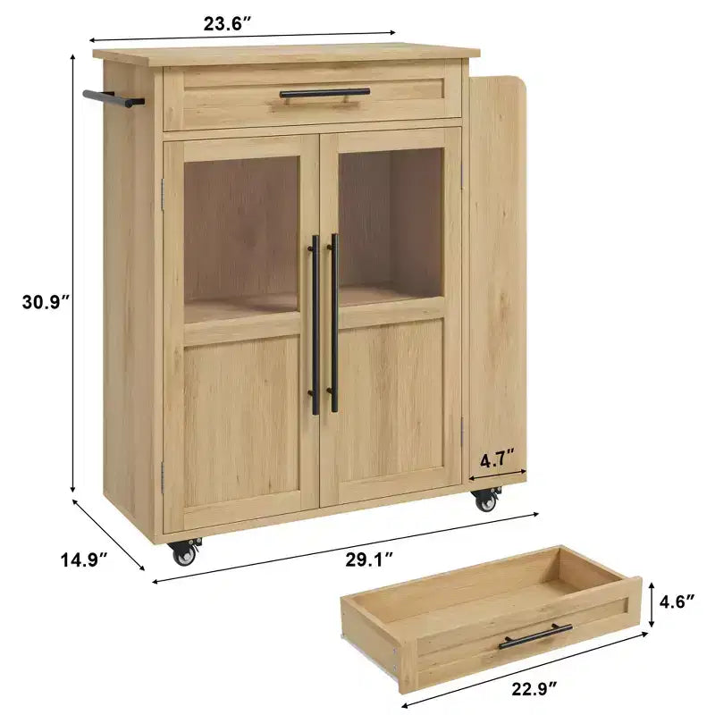 Dessert mobile COZONY avec roues, placard de rangement avec tiroir, étagère à épices et porte-serviettes, chariot de cuisine roulant pour petits espaces