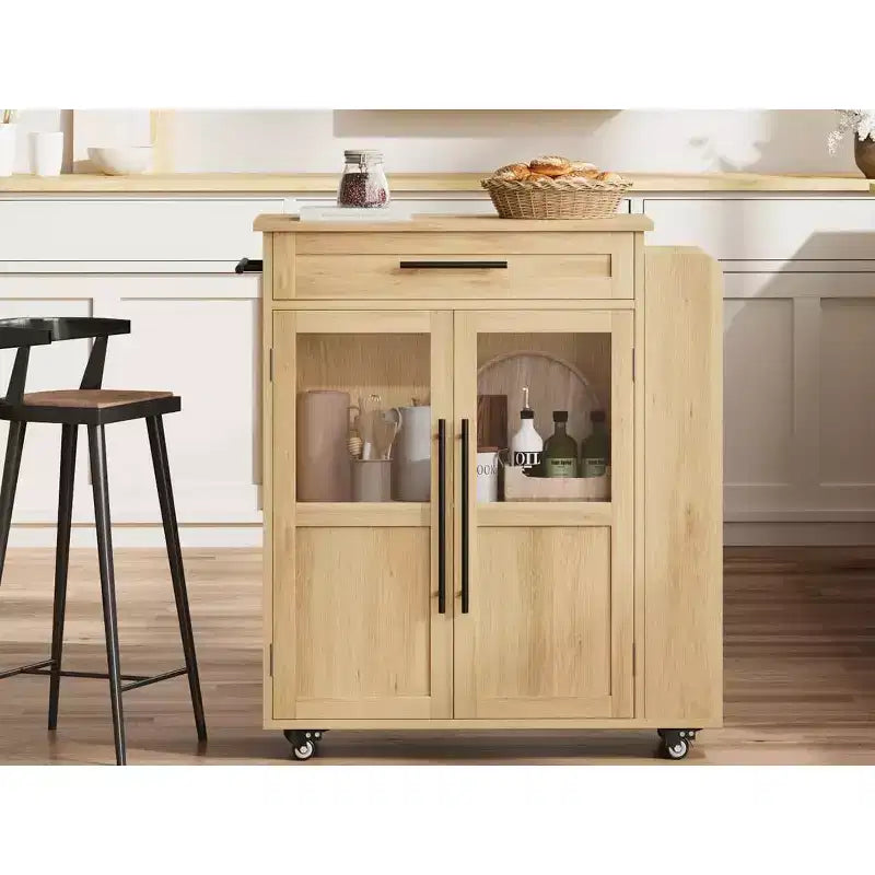 Dessert mobile COZONY avec roues, placard de rangement avec tiroir, étagère à épices et porte-serviettes, chariot de cuisine roulant pour petits espaces