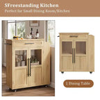 Dessert mobile COZONY avec roues, placard de rangement avec tiroir, étagère à épices et porte-serviettes, chariot de cuisine roulant pour petits espaces