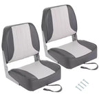 Lot de 2 sièges de bateau pliants à dossier bas – Coussin élastique épais 48x42 cm, sièges de bateau étanches pour Bass Tracker et bateaux de tourisme