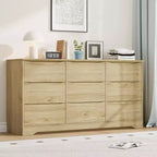 Wooden Dresser with 9 Drawers, Long Storage Dresser, Modern Closet, for Bedroom, Living Room