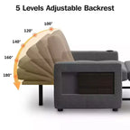 Dyonery 42,5 Lit Couchage Convertible 3-en-1 - Canapé-lit Inclinable Extensible avec Dossier Réglable, Ports de Charge USB, Porte-gobelet