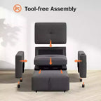 Dyonery 42,5 Lit Couchage Convertible 3-en-1 - Canapé-lit Inclinable Extensible avec Dossier Réglable, Ports de Charge USB, Porte-gobelet