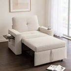 Dyonery 42.5 3-in-1 Convertible Sleeper Chair Bed - Pull Out Reclining Sofa Bed with Adjustable Backrest, USB Charging Ports, Cup Holder