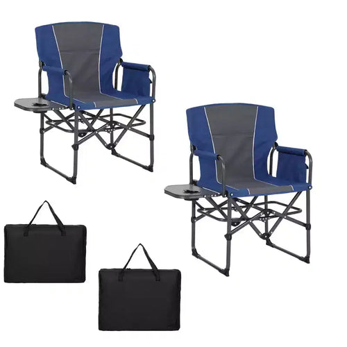 Acekool Oversized Folding Camping Chair with Side Table & Pocket, Portable Outdoor Director's Chair for Backyard, Park, and Beach, 330 lbs Capacity