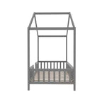 Cadre de lit Montessori en forme de maison basse pour lit jumeau Luxystar avec rideaux