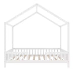 Cadre de lit Montessori en forme de maison basse pour lit jumeau Luxystar avec rideaux