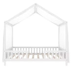 Cadre de lit Montessori en forme de maison basse pour lit jumeau Luxystar avec rideaux
