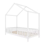 Cadre de lit Montessori en forme de maison basse pour lit jumeau Luxystar avec rideaux
