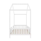 Cadre de lit Montessori en forme de maison basse pour lit jumeau Luxystar avec rideaux