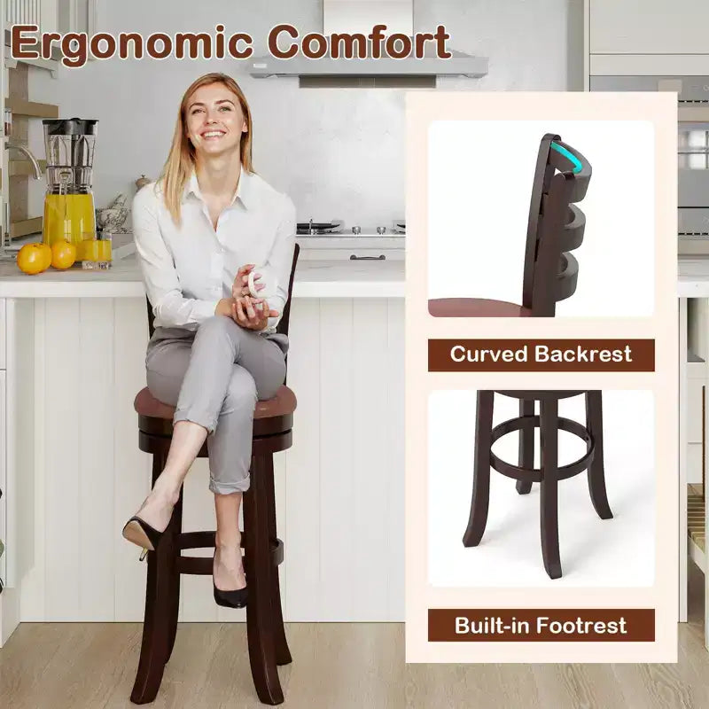 Costway Lot de 2/4 tabourets de bar pivotants de 76 cm de hauteur avec dossier, siège en similicuir pour pub