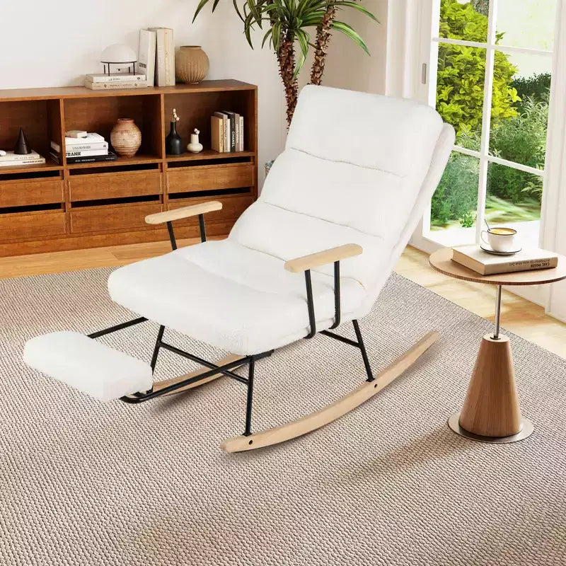 Costway Fauteuil à bascule de puériculture 1/2 PCS avec dossier réglable sur 5 niveaux et repose-pieds rétractable