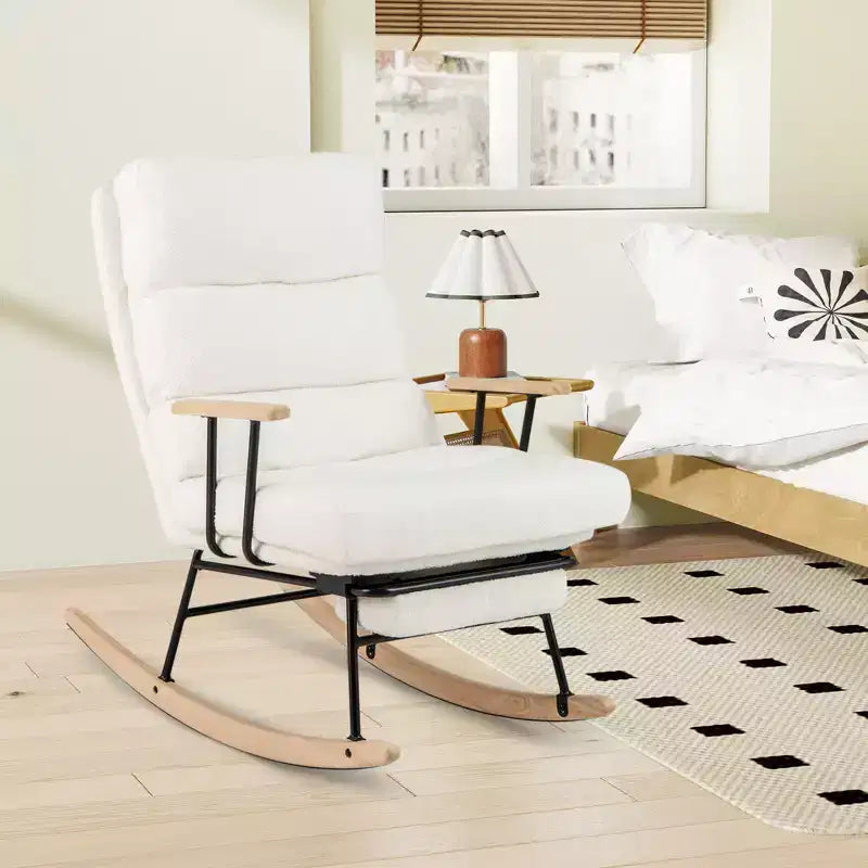 Costway Fauteuil à bascule de puériculture 1/2 PCS avec dossier réglable sur 5 niveaux et repose-pieds rétractable