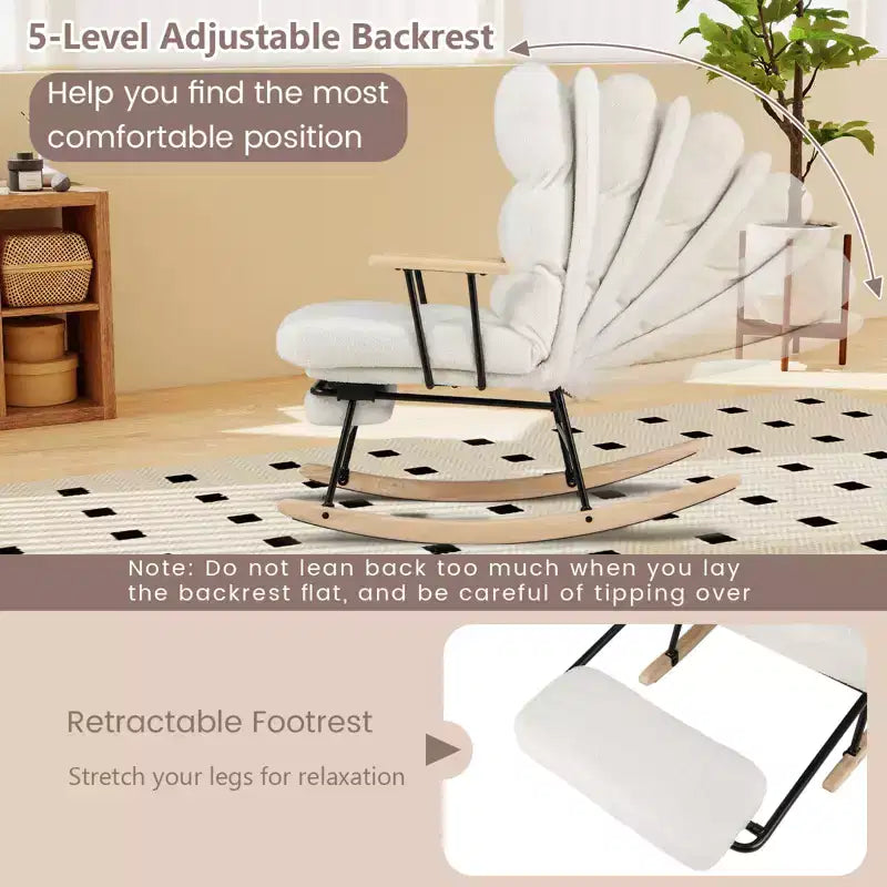 Costway Fauteuil à bascule de puériculture 1/2 PCS avec dossier réglable sur 5 niveaux et repose-pieds rétractable