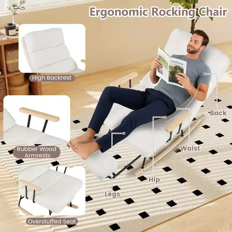 Costway Fauteuil à bascule de puériculture 1/2 PCS avec dossier réglable sur 5 niveaux et repose-pieds rétractable