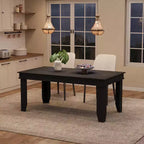 Farmhouse Dining Table for 4-6, 63 Inch Rectangular Kitchen Table Wooden Frame Brown Finish for Dining Room