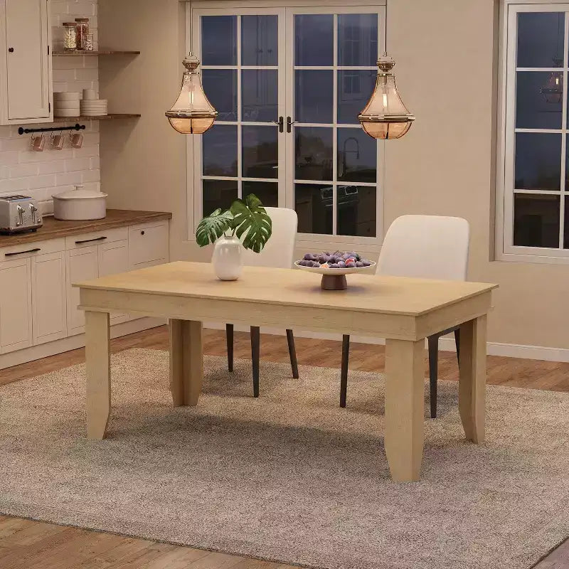 Table de salle à manger de style ferme pour 4 à 6 personnes, table de cuisine rectangulaire de 160 cm avec cadre en bois et finition marron pour la salle à manger