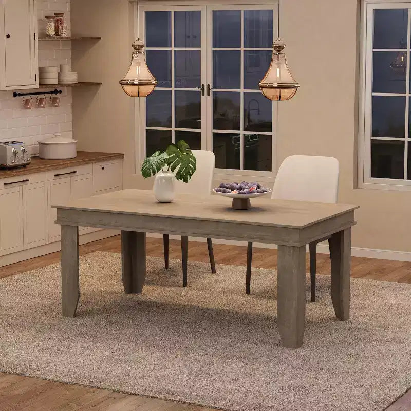 Table de salle à manger de style ferme pour 4 à 6 personnes, table de cuisine rectangulaire de 160 cm avec cadre en bois et finition marron pour la salle à manger