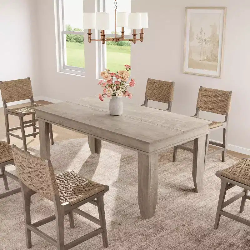 Table de salle à manger de style ferme pour 4 à 6 personnes, table de cuisine rectangulaire de 160 cm avec cadre en bois et finition marron pour la salle à manger