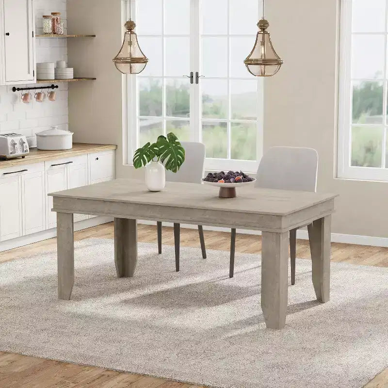 Table de salle à manger de style ferme pour 4 à 6 personnes, table de cuisine rectangulaire de 160 cm avec cadre en bois et finition marron pour la salle à manger