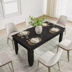 Table de salle à manger de style ferme pour 4 à 6 personnes, table de cuisine rectangulaire de 160 cm avec cadre en bois et finition marron pour la salle à manger