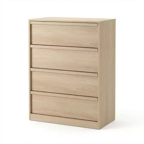 4 - Drawer Wooden Handle Cabinet in Walnut, Stylish Storage Solution for Home Organization, 1094718 cm