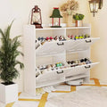 Zevemomo White Shoe Cabinet with 4 Flip Drawers, Hidden Shoe Rack with Adjustable Shelf for Entryway, Hallway, Living Room