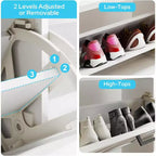 Meuble à chaussures blanc Zevemomo avec 4 tiroirs basculants, range-chaussures dissimulé avec étagère réglable pour entrée, couloir, salon