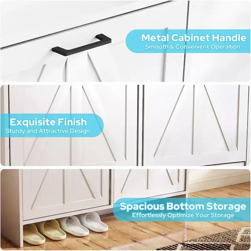 Meuble à chaussures blanc Zevemomo avec 4 tiroirs basculants, range-chaussures dissimulé avec étagère réglable pour entrée, couloir, salon