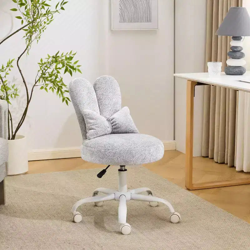 Karl Home | Fauteuil pivotant Bunny Ear Teddy en tissu avec accent réglable Chaise de bureau
