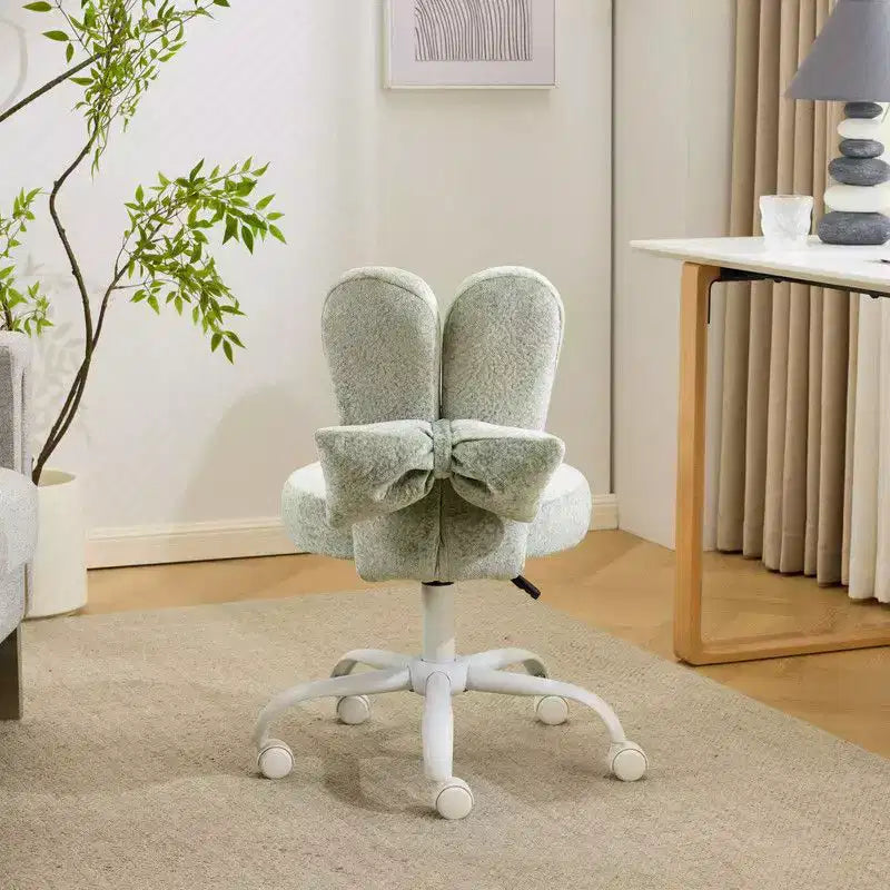 Karl Home | Fauteuil pivotant Bunny Ear Teddy en tissu avec accent réglable Chaise de bureau