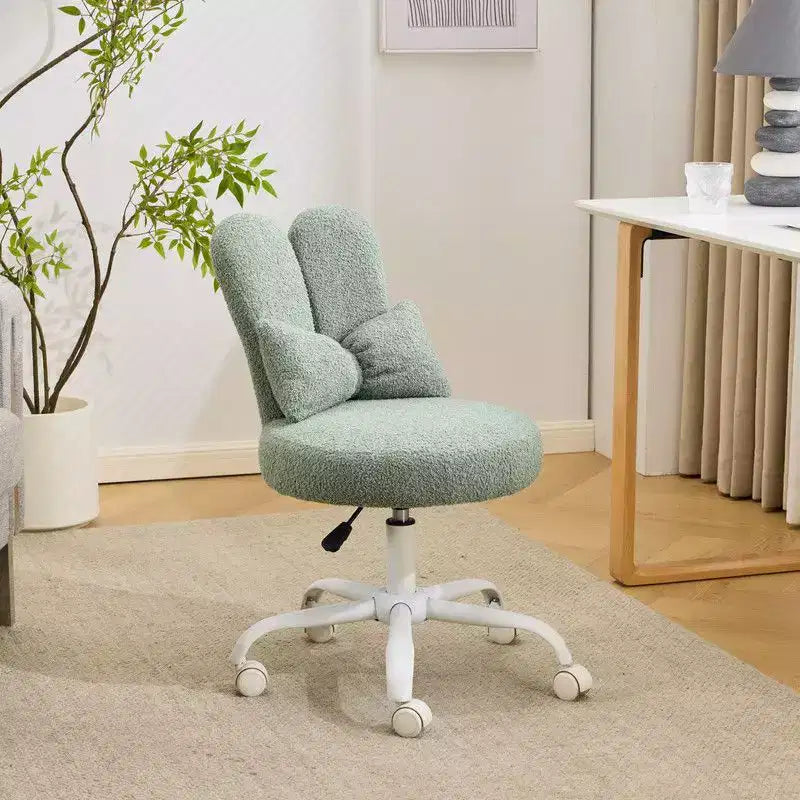 Karl Home | Fauteuil pivotant Bunny Ear Teddy en tissu avec accent réglable Chaise de bureau