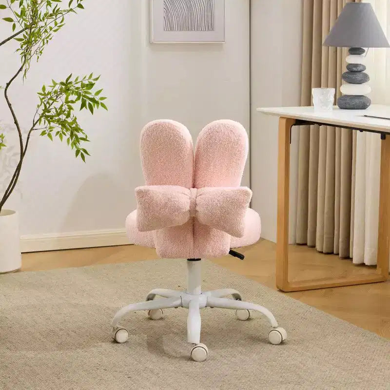 Karl Home | Fauteuil pivotant Bunny Ear Teddy en tissu avec accent réglable Chaise de bureau
