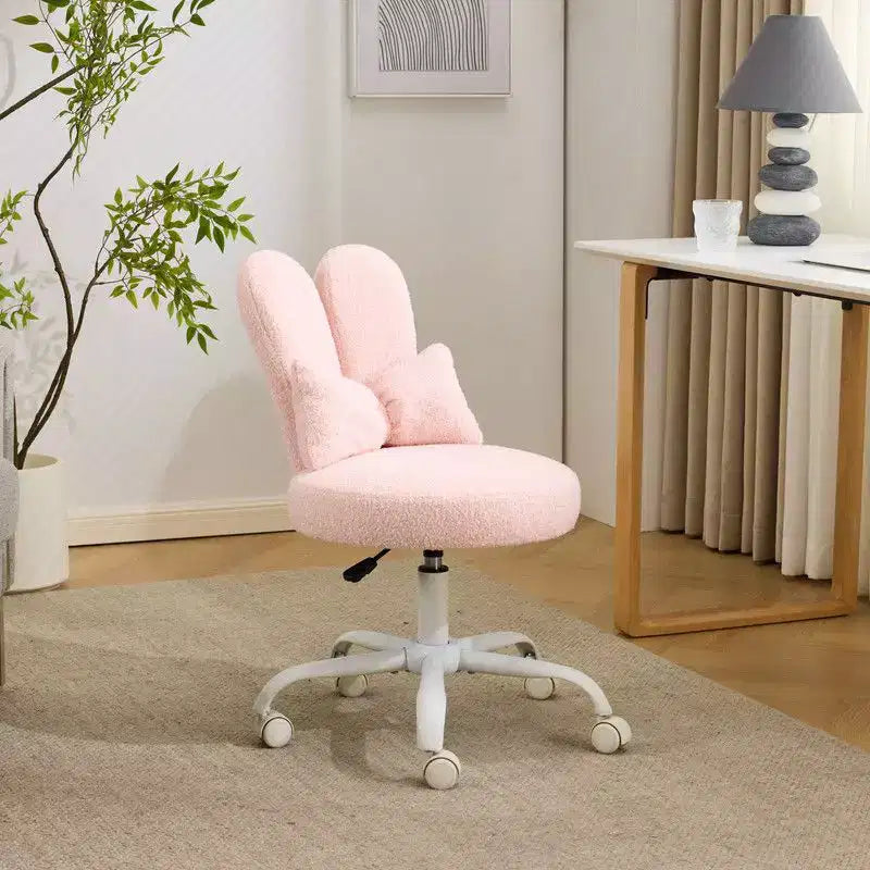 Karl Home | Fauteuil pivotant Bunny Ear Teddy en tissu avec accent réglable Chaise de bureau