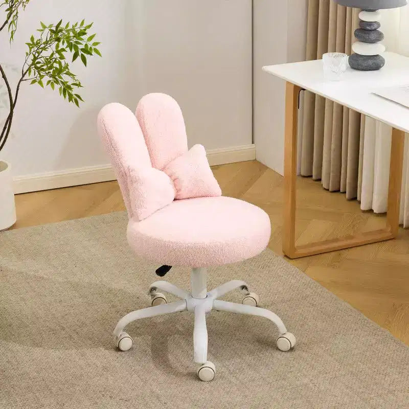 Karl Home | Fauteuil pivotant Bunny Ear Teddy en tissu avec accent réglable Chaise de bureau