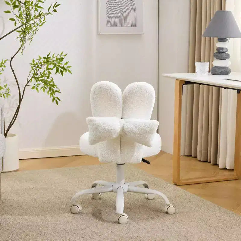 Karl Home | Fauteuil pivotant Bunny Ear Teddy en tissu avec accent réglable Chaise de bureau