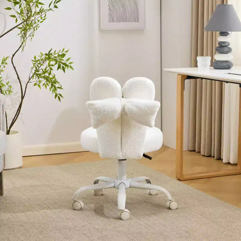 Karl Home | Fauteuil pivotant Bunny Ear Teddy en tissu avec accent réglable Chaise de bureau