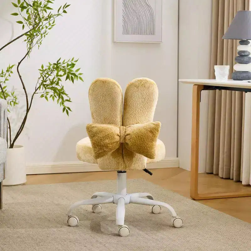 Karl Home | Fauteuil pivotant Bunny Ear Teddy en tissu avec accent réglable Chaise de bureau