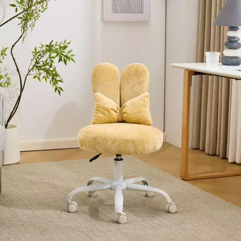 Karl Home | Fauteuil pivotant Bunny Ear Teddy en tissu avec accent réglable Chaise de bureau