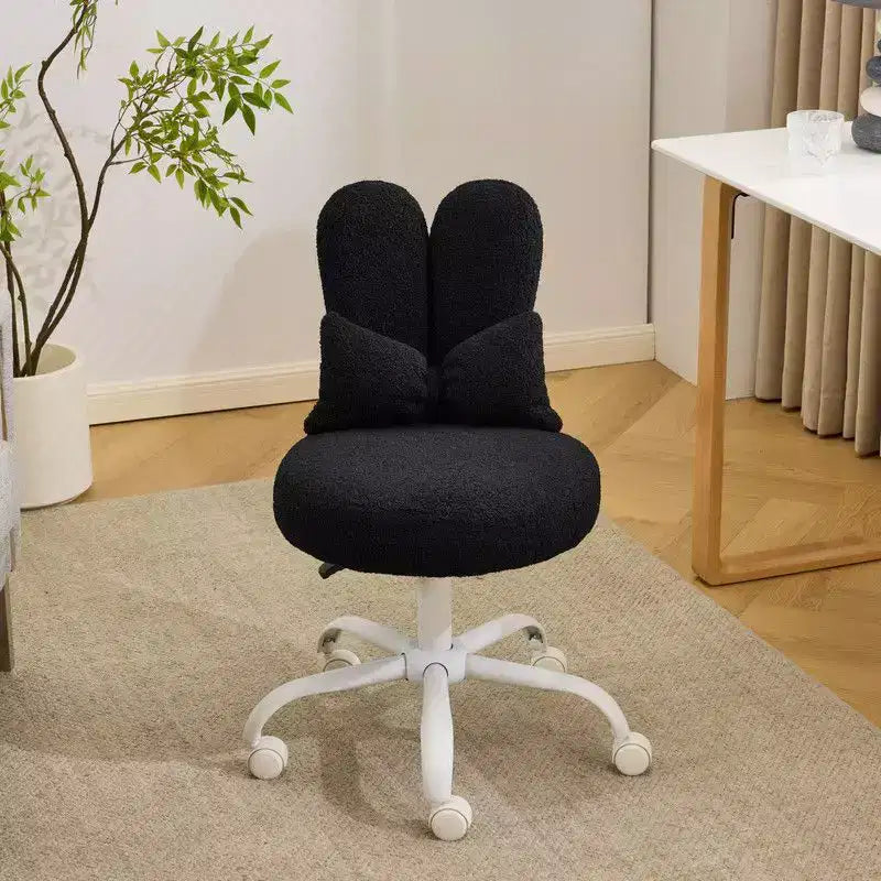 Karl Home | Fauteuil pivotant Bunny Ear Teddy en tissu avec accent réglable Chaise de bureau