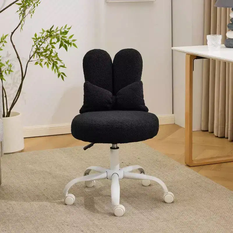 Karl Home | Fauteuil pivotant Bunny Ear Teddy en tissu avec accent réglable Chaise de bureau