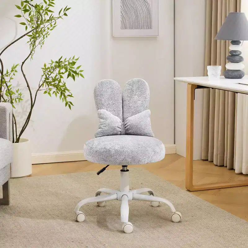 Karl Home | Fauteuil pivotant Bunny Ear Teddy en tissu avec accent réglable Chaise de bureau