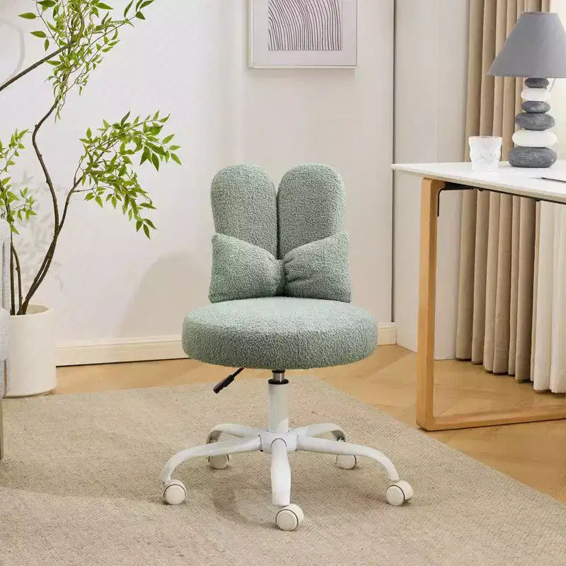 Karl Home | Fauteuil pivotant Bunny Ear Teddy en tissu avec accent réglable Chaise de bureau