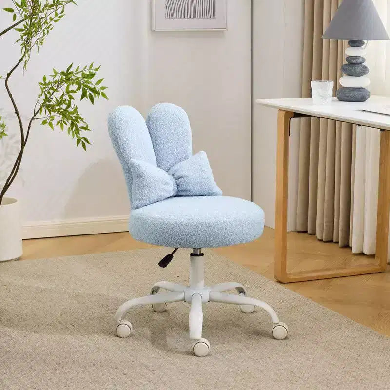 Karl Home | Fauteuil pivotant Bunny Ear Teddy en tissu avec accent réglable Chaise de bureau