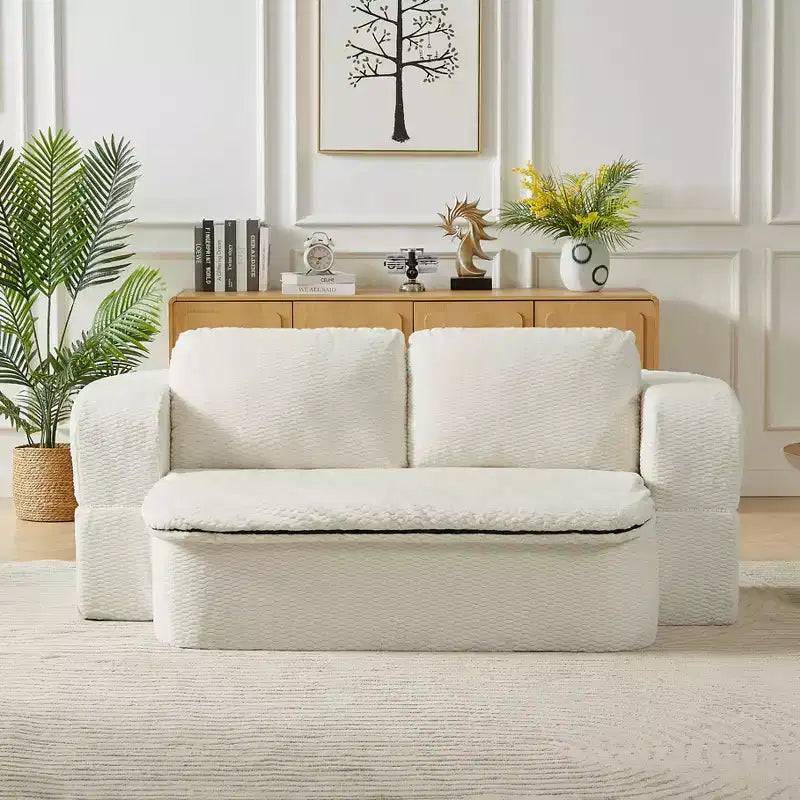 Canapé-lit convertible, futon pliable avec 2 coussins de dossier pour salon, aucun assemblage requis - ModernLuxe