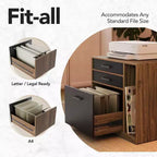 Bureau debout électrique en L de 65,5 X 57,6 po avec 6 tiroirs de rangement et un caisson de classement, bureau d'angle réglable en hauteur à 2 niveaux, Noyer