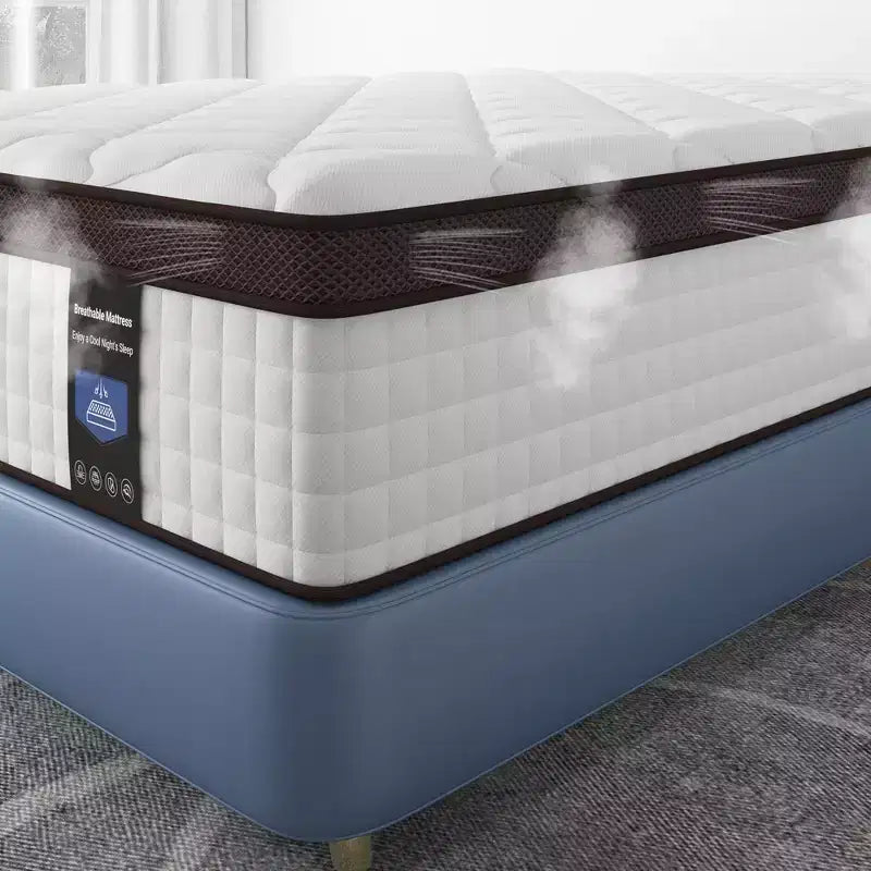 Matelas hybride Kescas Premium 8 pouces, fermeté moyenne - Compatible avec lit plateforme, sommier tapissier ou base à lattes