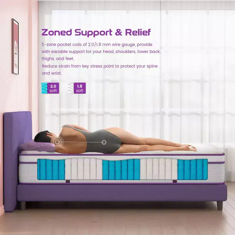 Matelas hybride à ressorts et mousse à mémoire de forme Sersper 8 pouces - Compatible avec les lits plateformes, les sommiers tapissiers ou les bases à lattes.