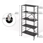 Gymax 1/2 pièce Étagères de rangement pliantes réglables à 5 niveaux avec roulettes verrouillables pour bureau à domicile Noir
